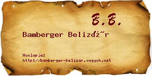 Bamberger Belizár névjegykártya